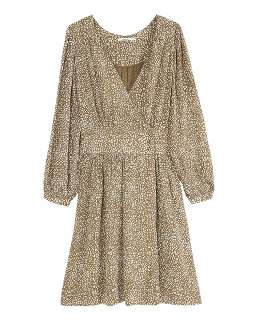Robe portefeuille imprimée beige