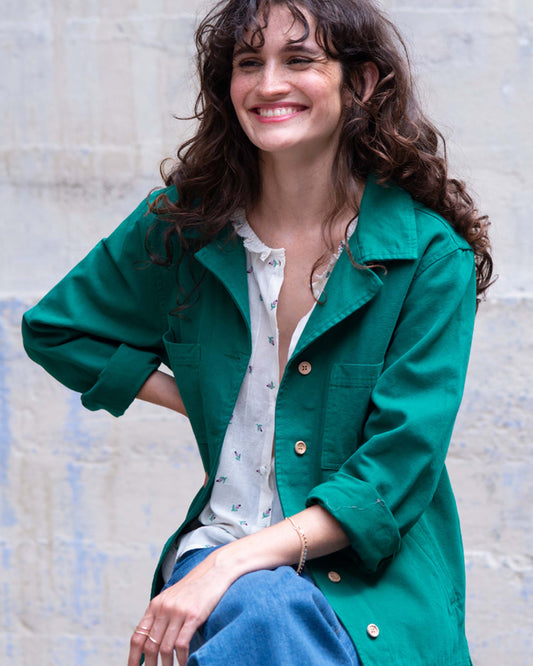 Veste toile de coton vert