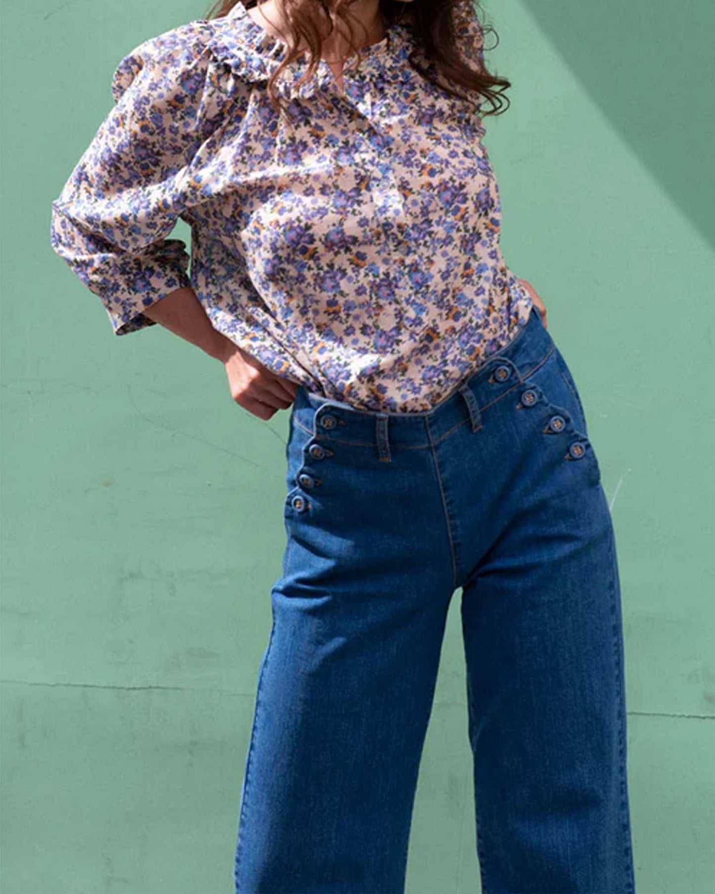 Pantalon à pont denim coton bio bleu