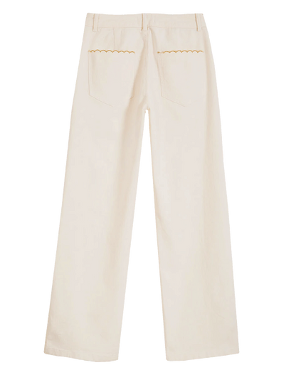 Pantalon à pont denim stretch écru