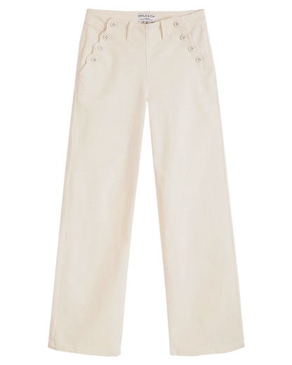 Pantalon à pont denim stretch écru
