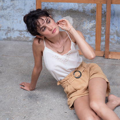 Short lin viscose beige