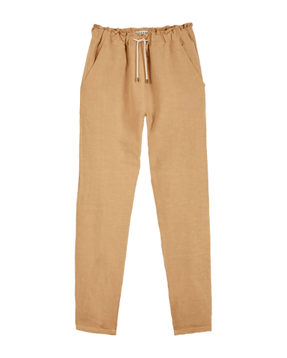 Pantalon coupe relaxed lin viscose beige
