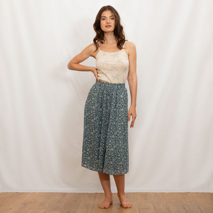 Jupe viscose créponnée bleu