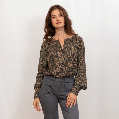 Blouse viscose floral noir