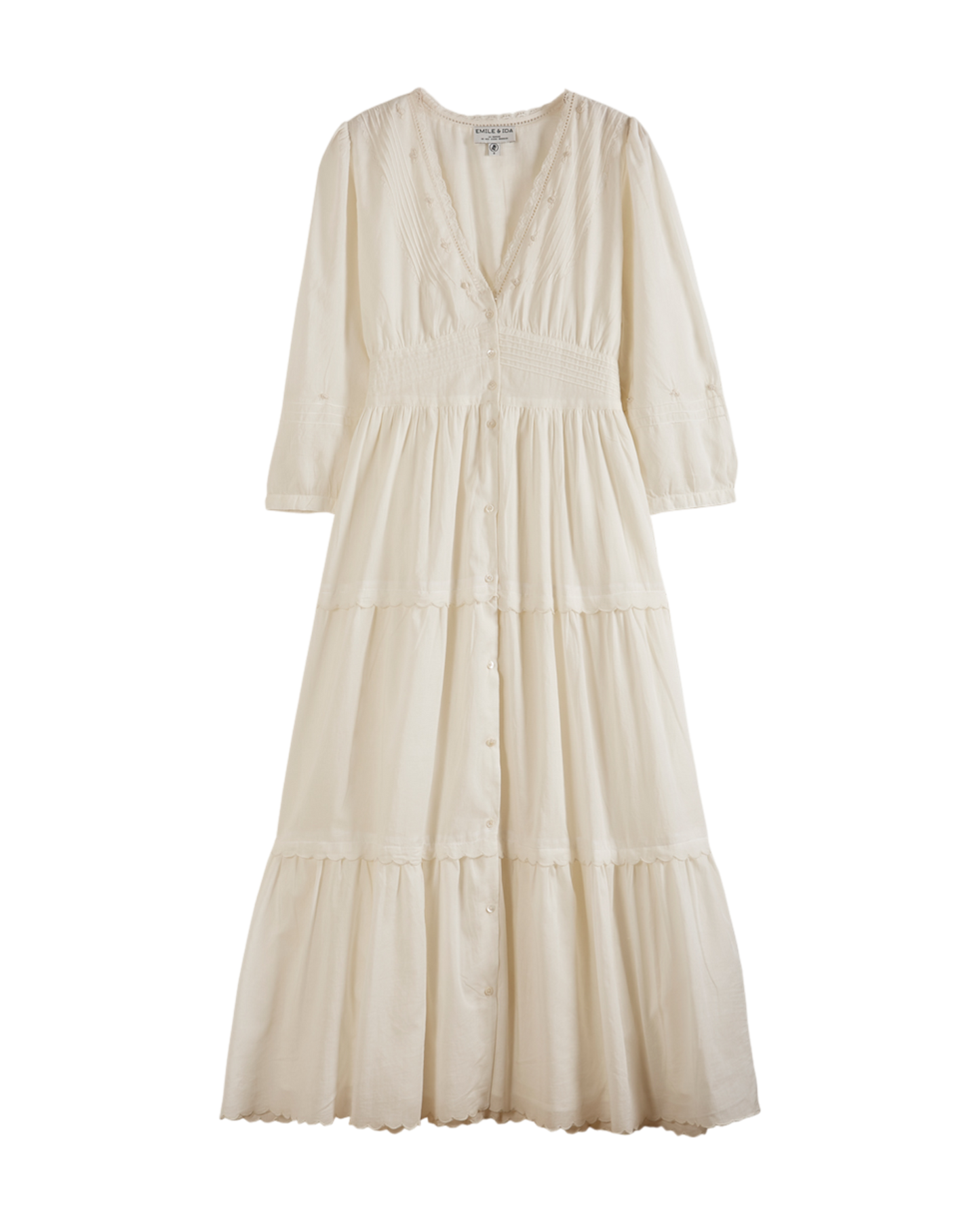 Robe longue vintage voile de coton écru