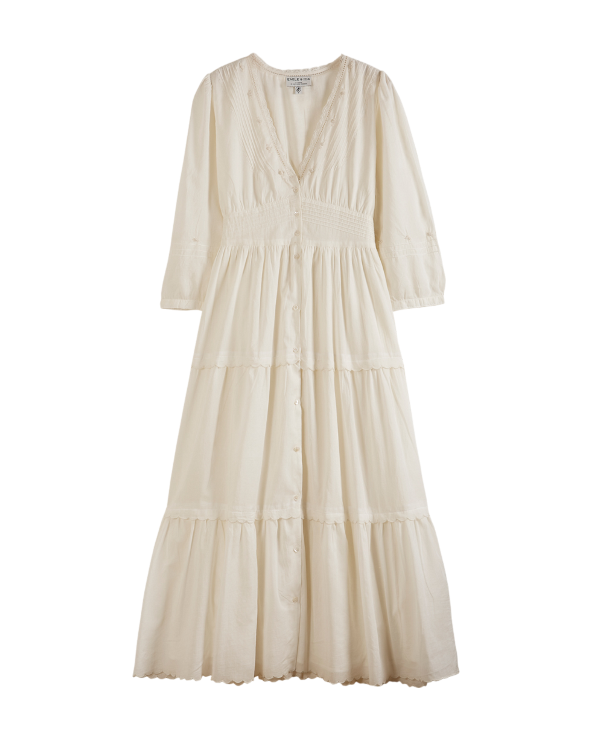 Robe longue vintage voile de coton écru
