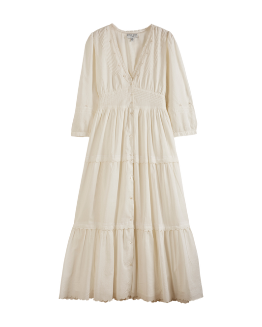 Robe longue vintage voile de coton écru