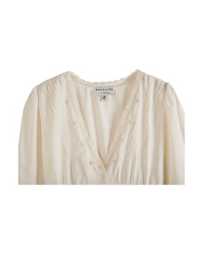 Robe longue vintage voile de coton écru