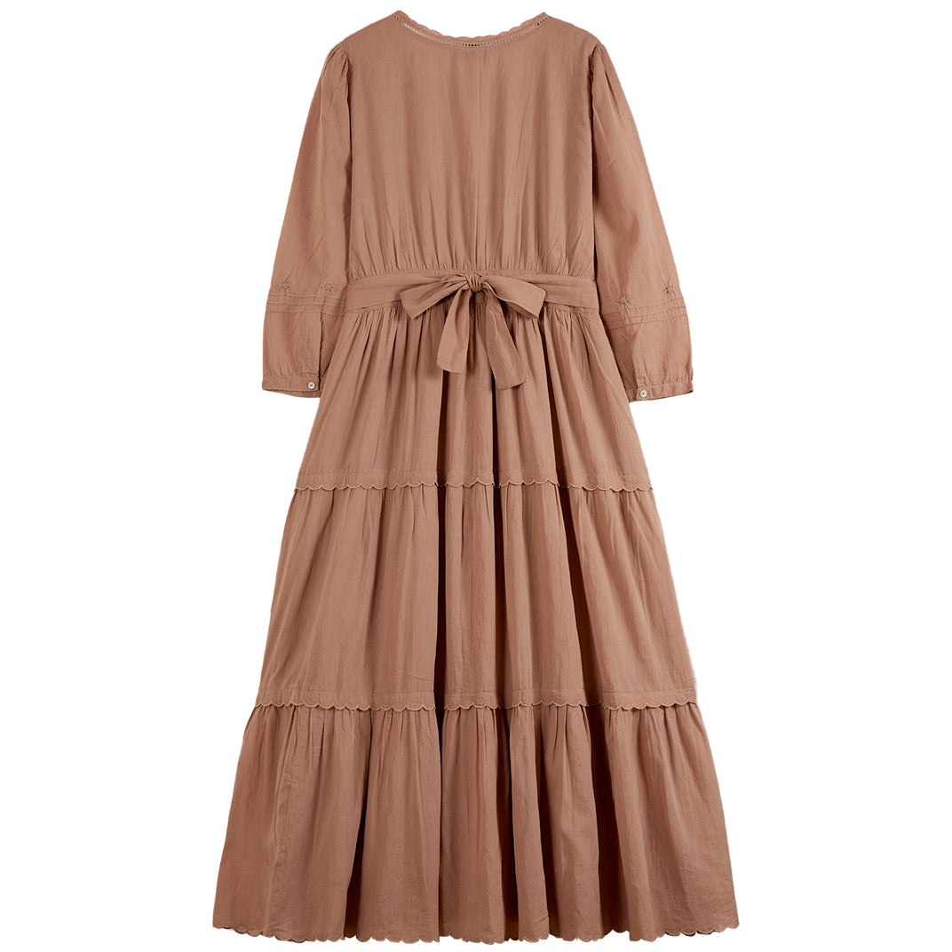 Robe longue vintage voile de coton terracotta