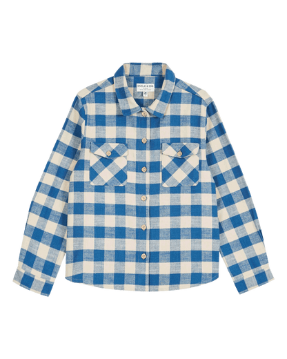 Surchemise flanelle vichy bleu et écru