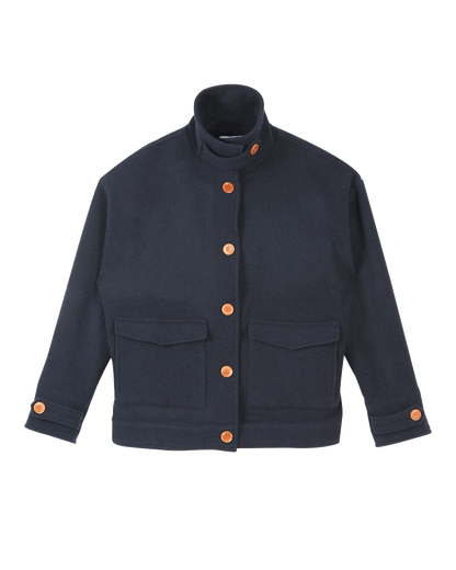 Blouson laine recyclée marine