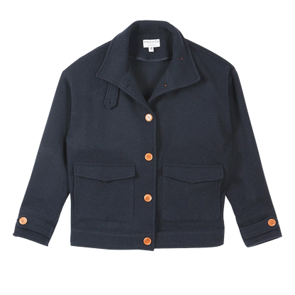Blouson laine recyclée marine