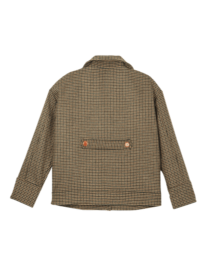 Blouson laine recyclée pied de poule vert