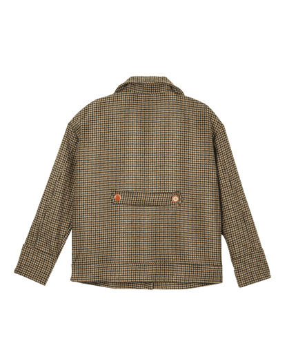 Blouson laine recyclée pied de poule vert