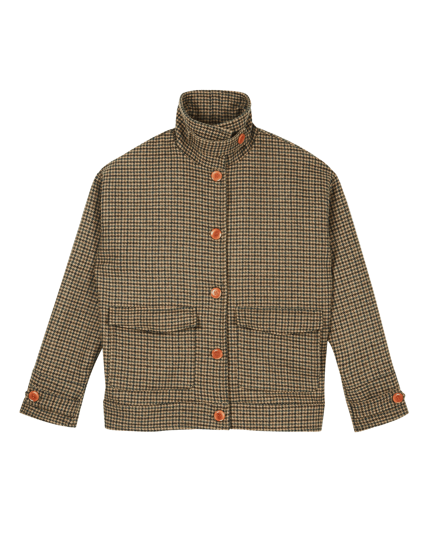Blouson laine recyclée pied de poule vert