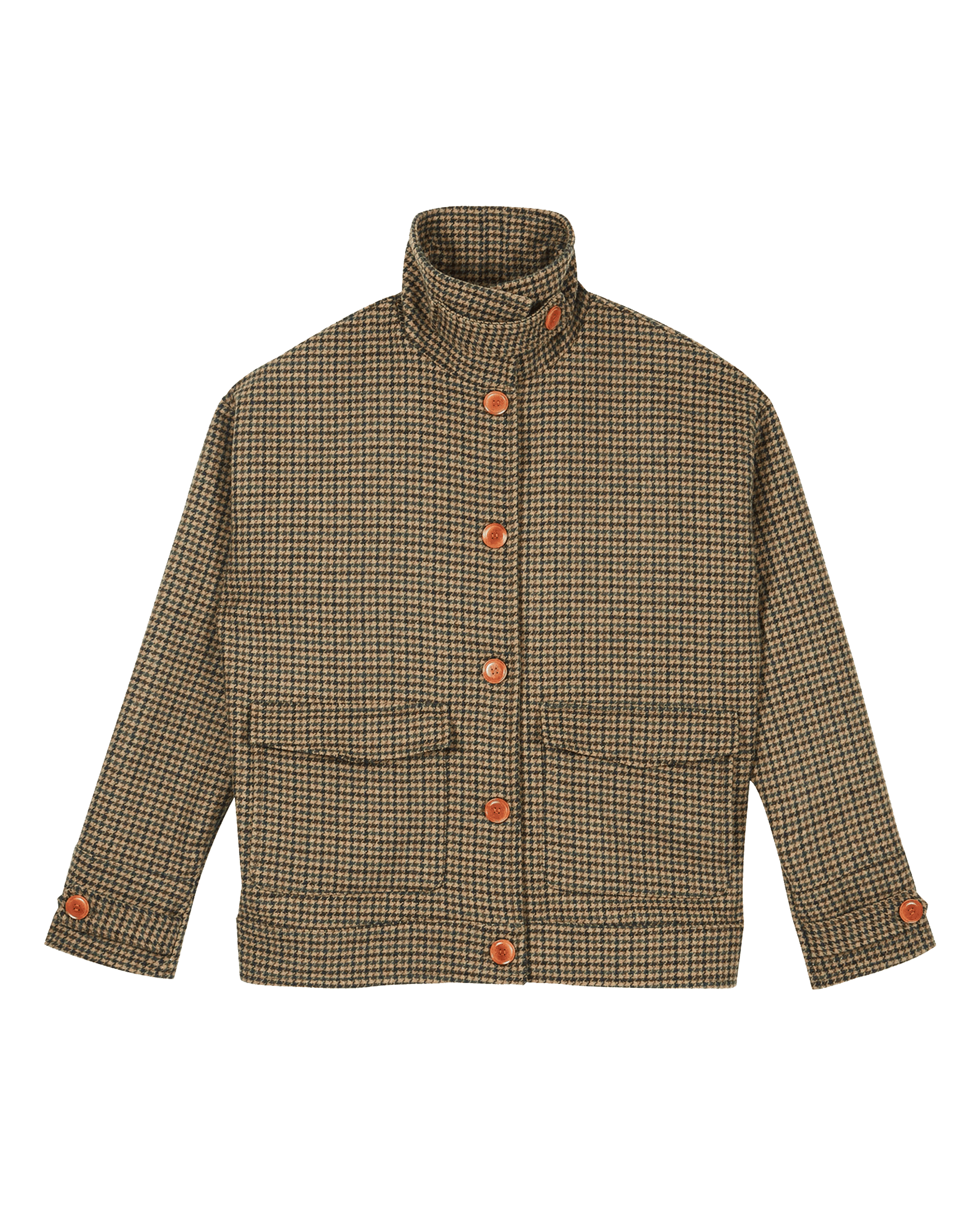 Blouson laine recyclée pied de poule vert