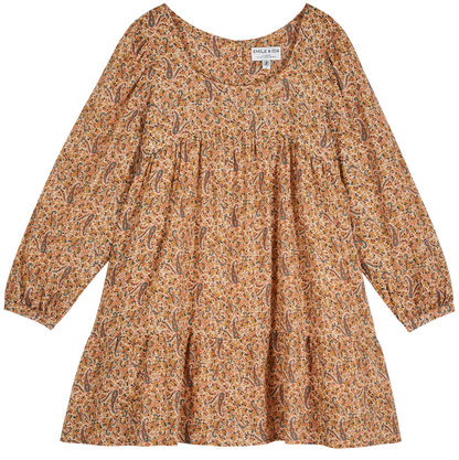 Robe imprimée voile de coton orange
