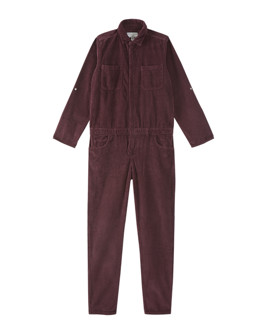 Combinaison velours de coton aubergine