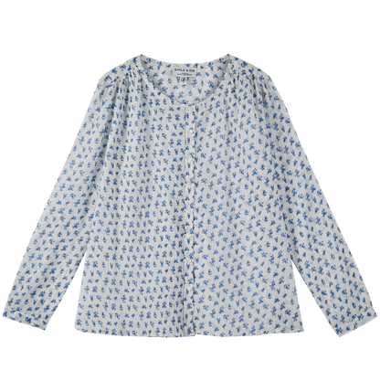 Blouse crépon fleurette bleue
