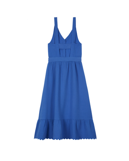 Robe dos nu gaze de coton céleste