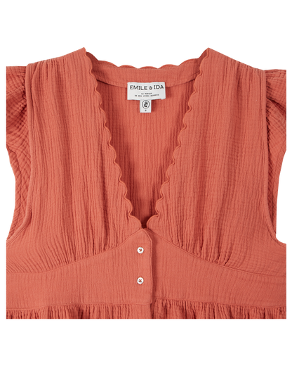 Robe gaze de coton tuile