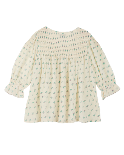 Blouse voile de coton écru jonquille violet