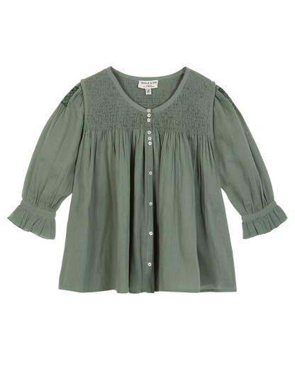 Blouse voile de coton amande