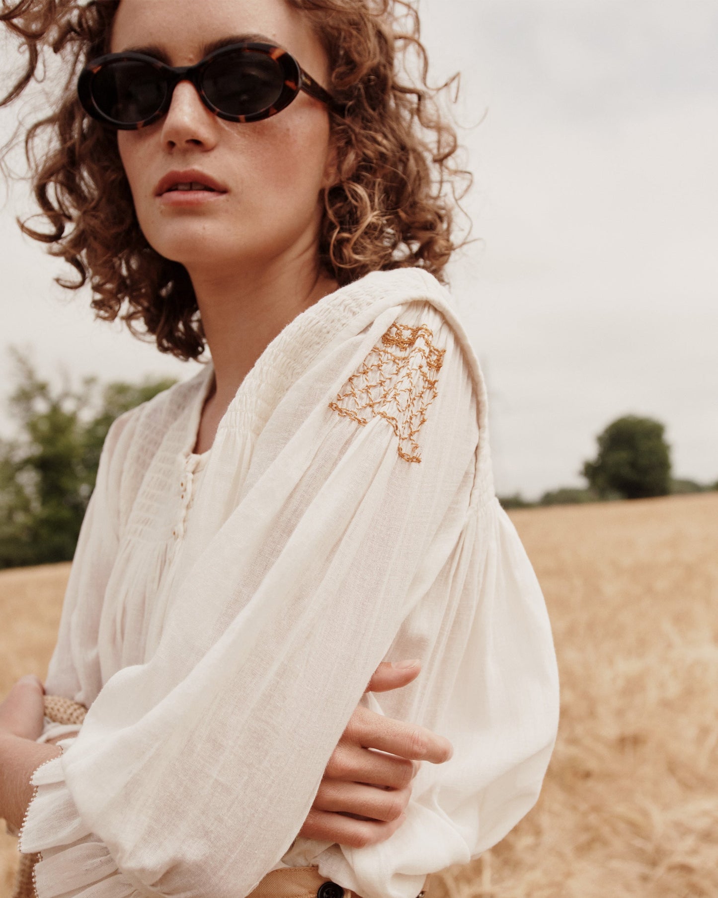 Blouse voile de coton écru