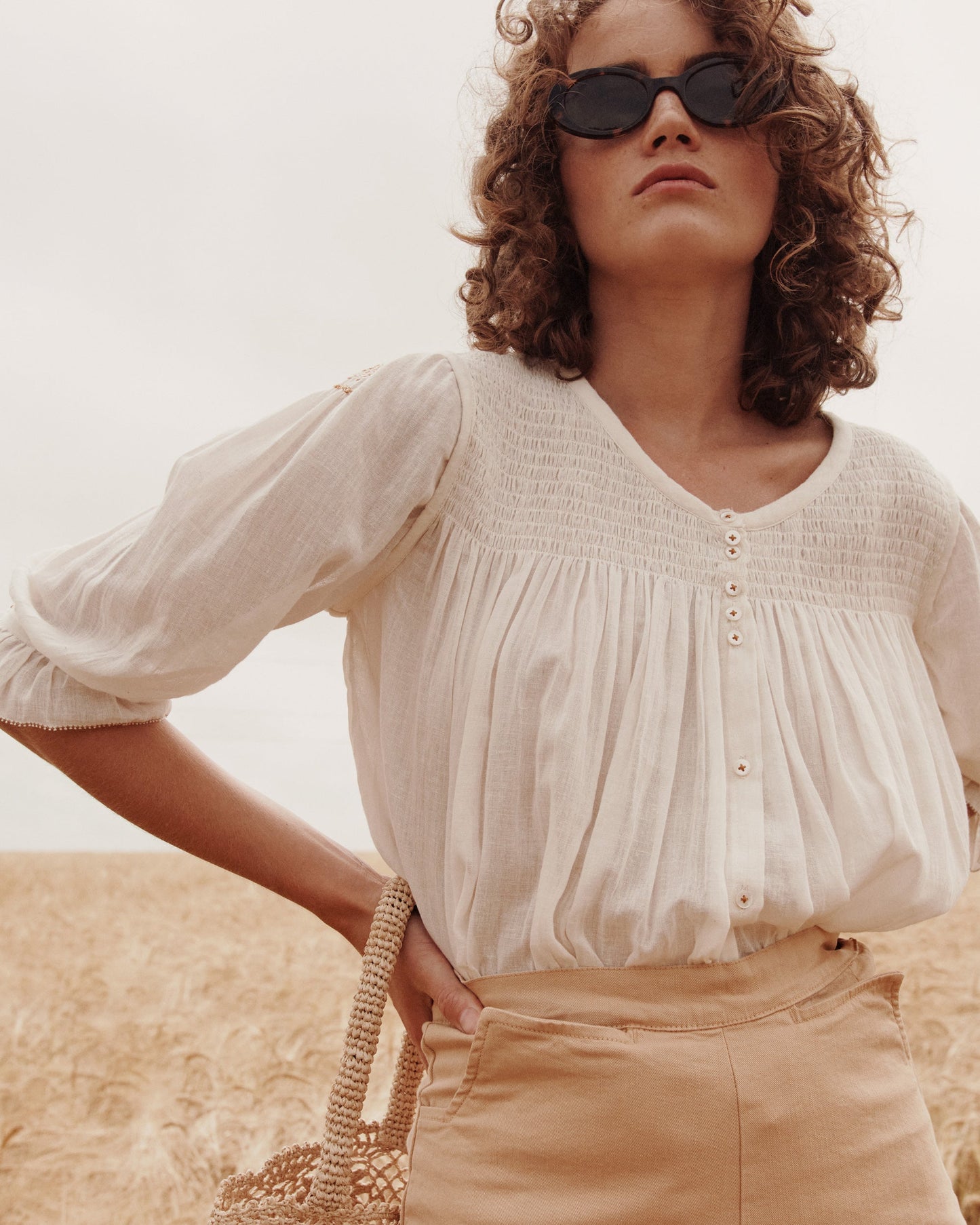 Blouse voile de coton écru