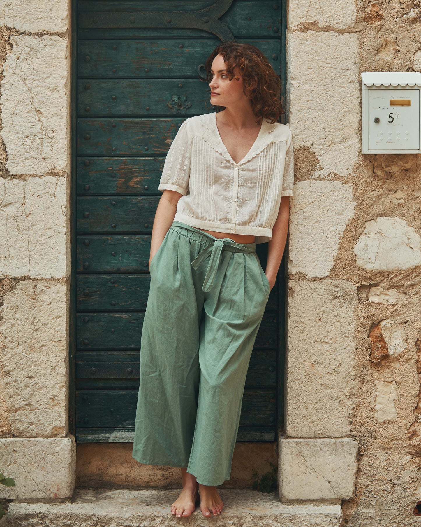 Blouse coton vintage écru