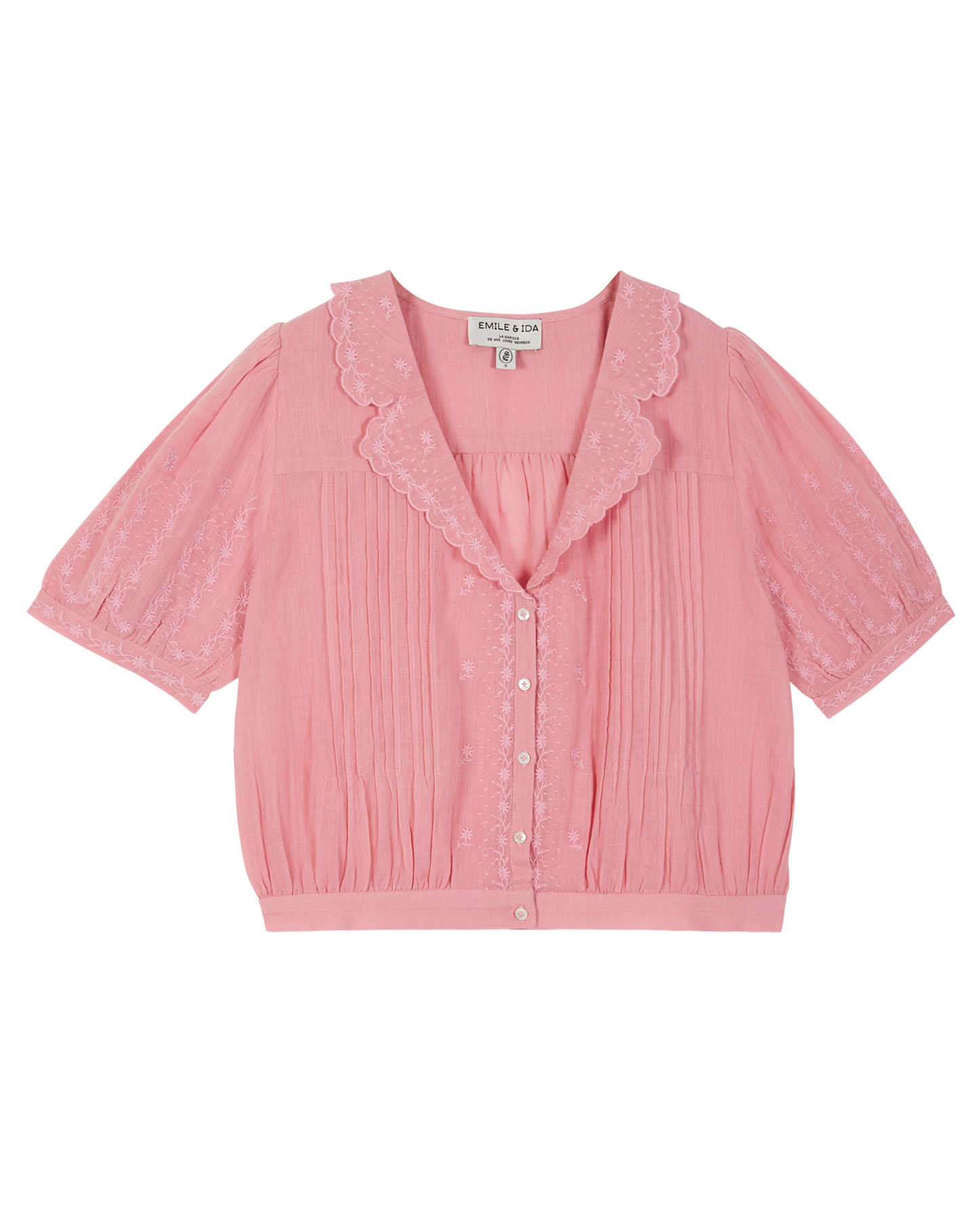 Blouse coton vintage rose