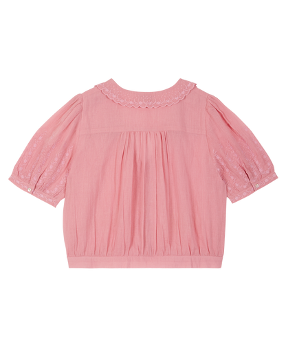 Blouse coton vintage rose