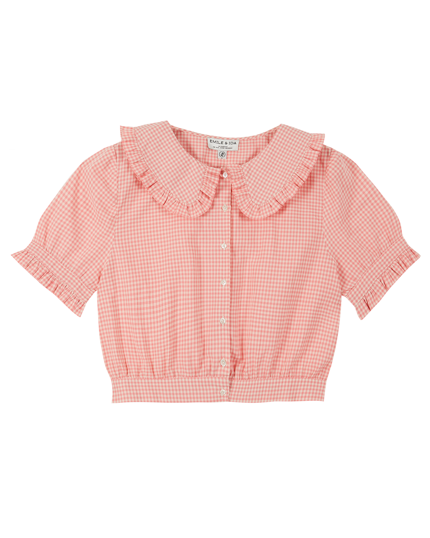 Blouse coton vichy rose