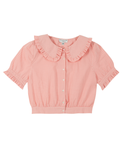 Blouse coton vichy rose