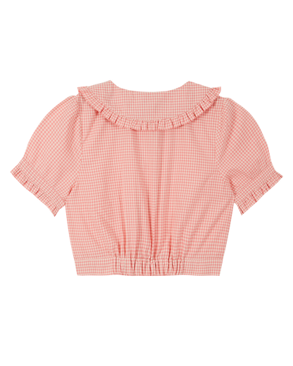Blouse coton vichy rose