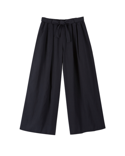 Pantalon noué lin et coton bitume
