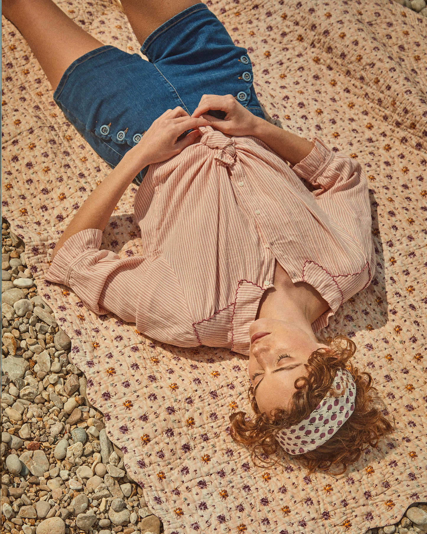 Blouse coton rayures rose et blanc