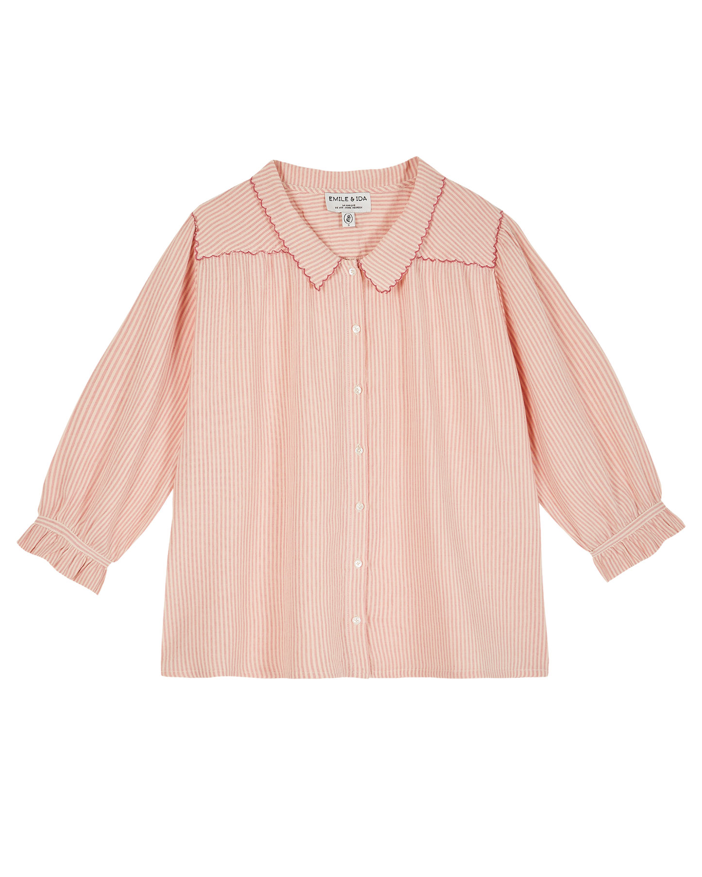 Blouse coton rayures rose et blanc