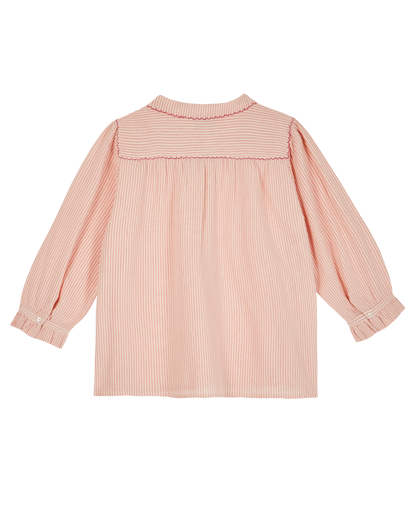 Blouse coton rayures rose et blanc