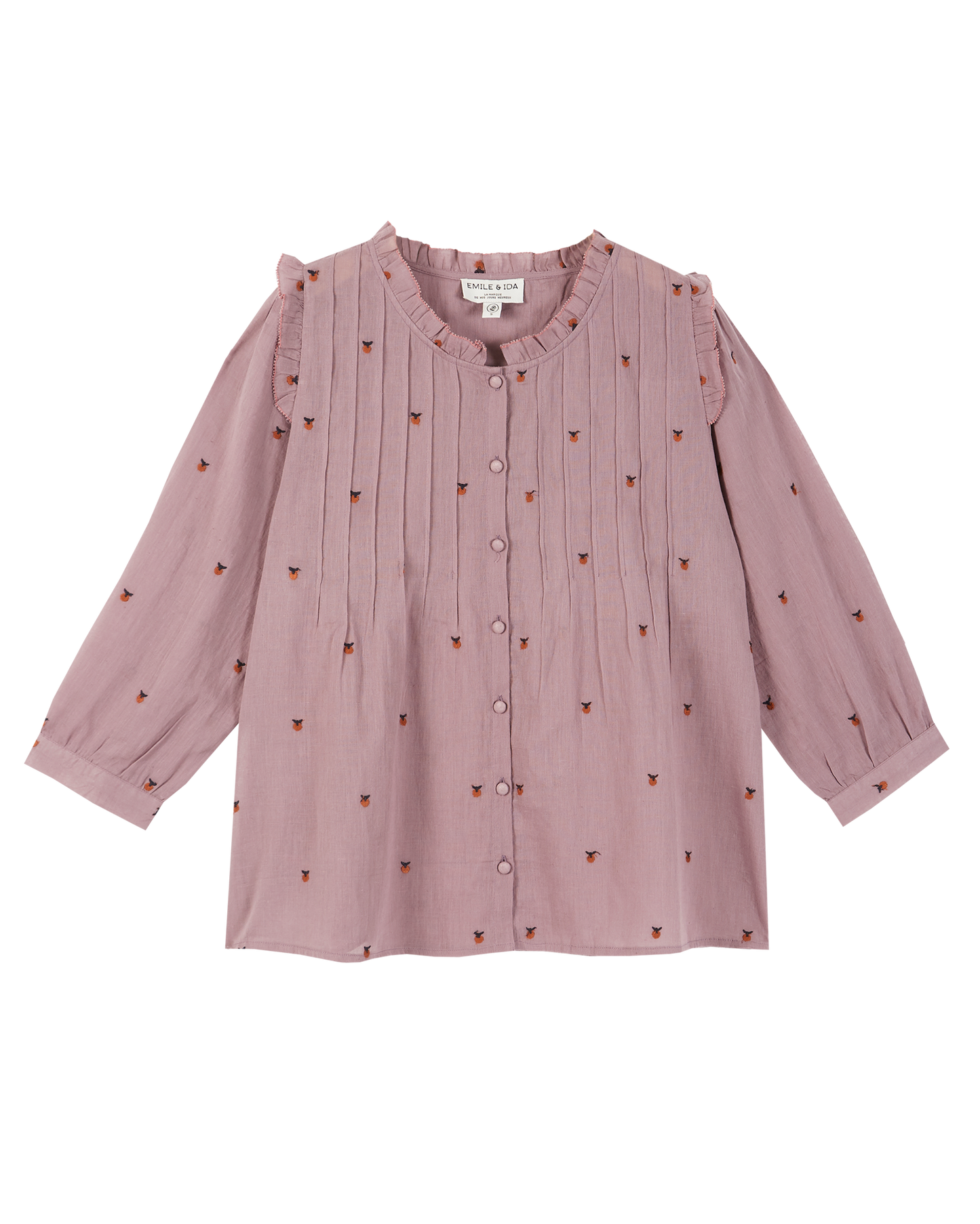 Blouse coton violine pommette