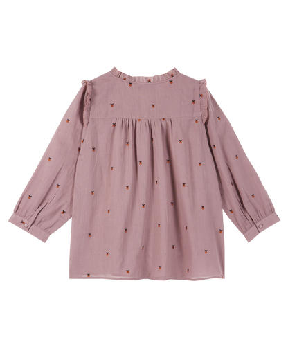Blouse coton violine pommette