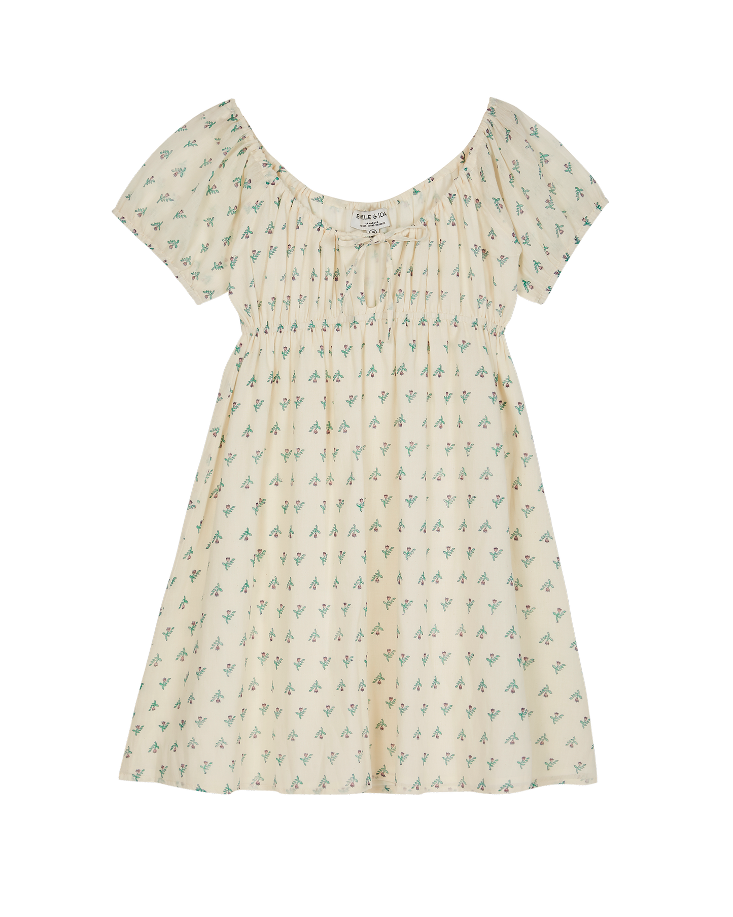 Robe coton écru jonquille violet