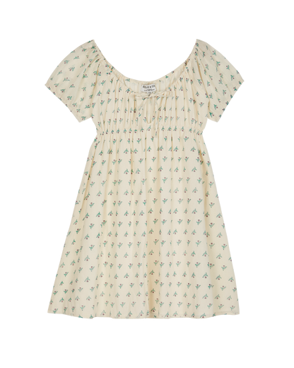 Robe coton écru jonquille violet
