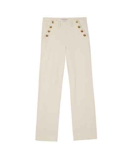 Pantalon à pont boutons dorés denim écru