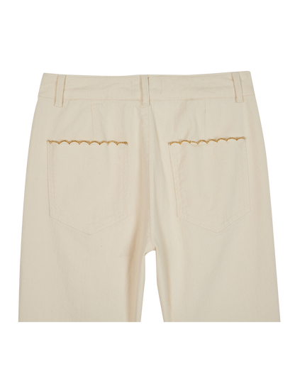 Pantalon à pont boutons dorés denim écru