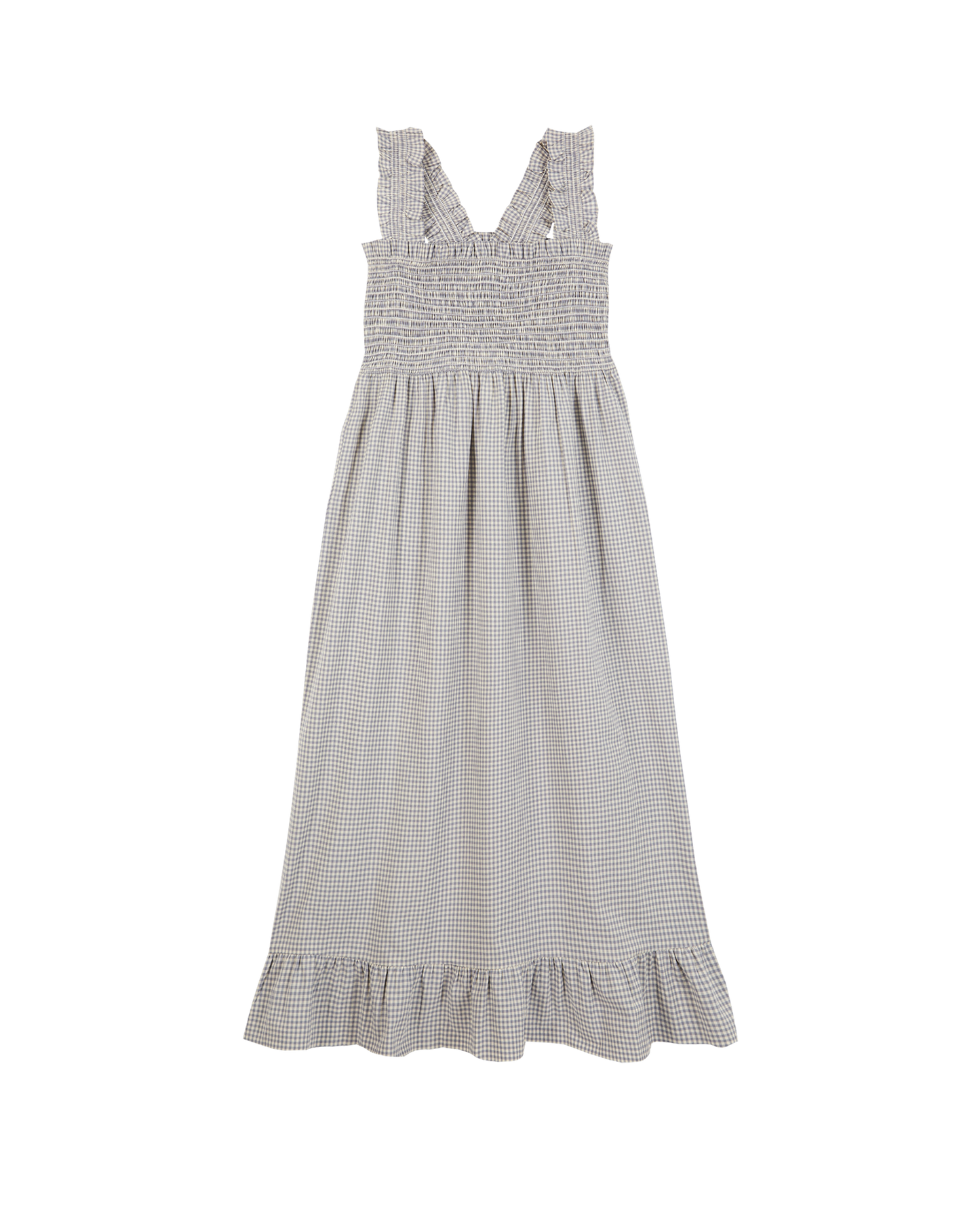 Robe bouillonnée coton vichy bleu