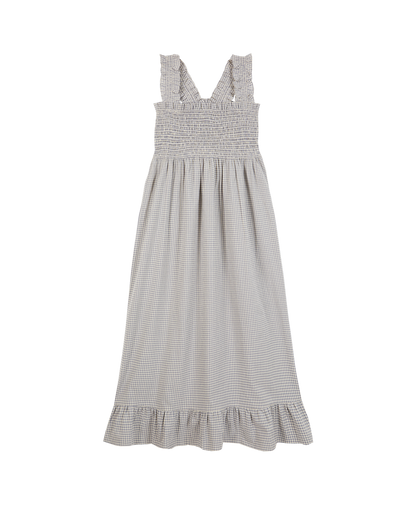 Robe bouillonnée coton vichy bleu