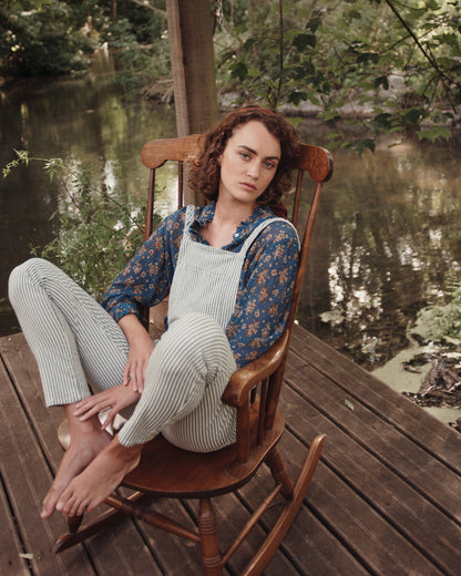 Blouse viscose et soie floral bleu