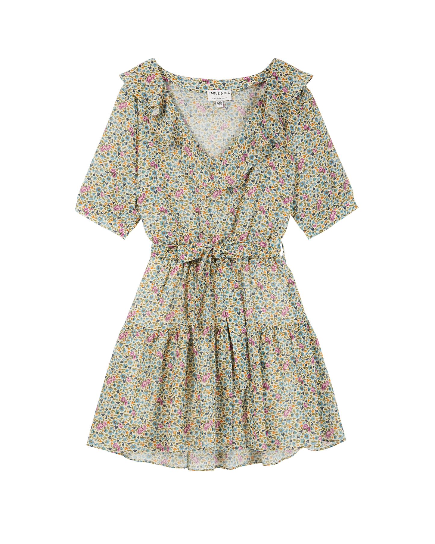 Robe coton créponné feuillette